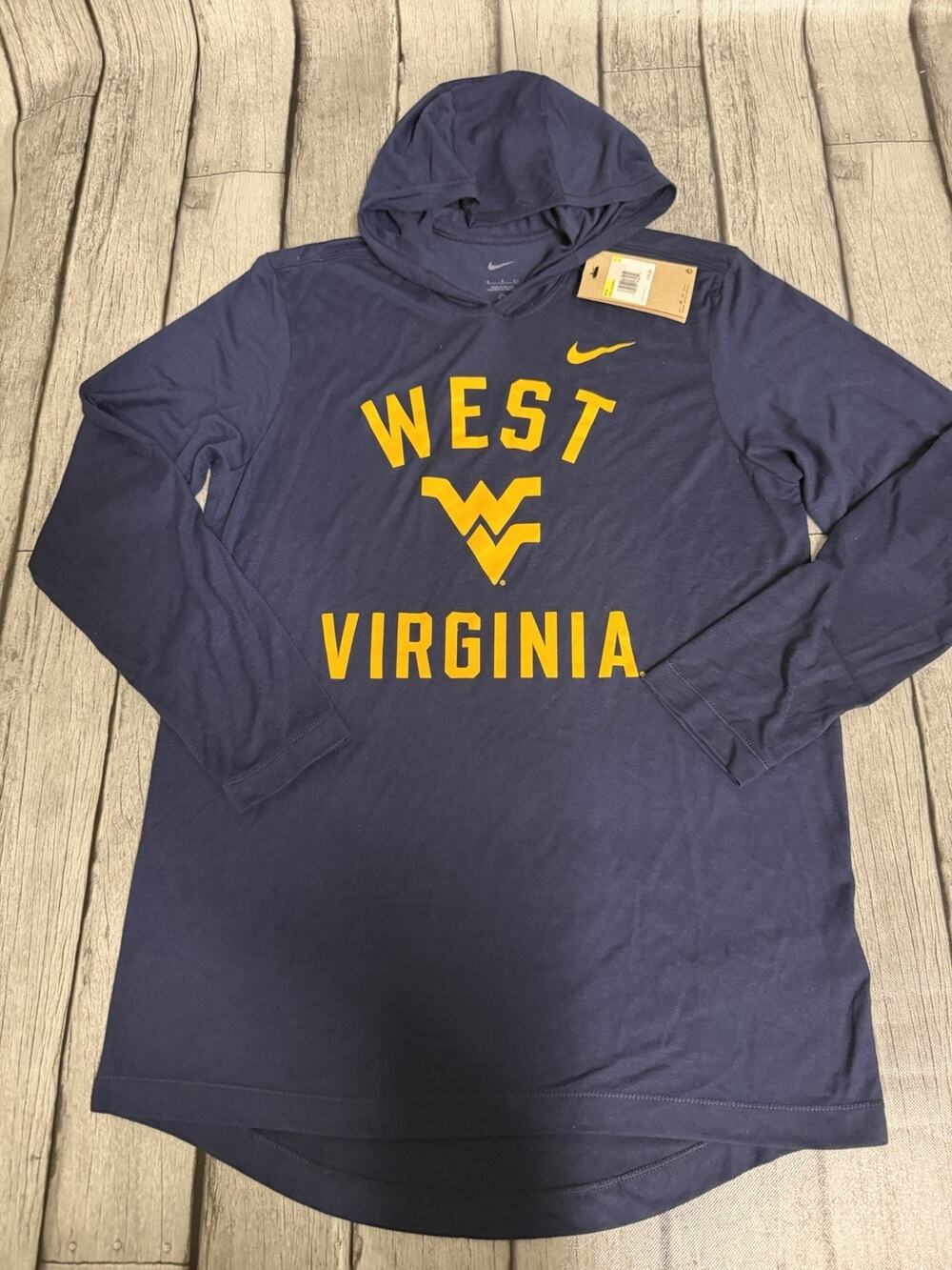 NWT Men’s Nike West Virginia Mountaineers Tri Blend Hoodie Tshirt Small Navy